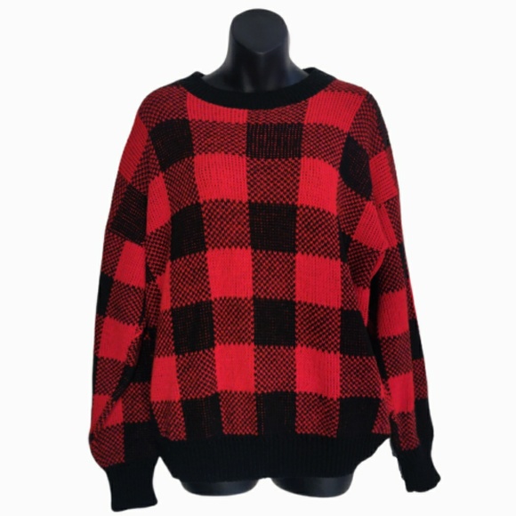 vintage Sweaters - Vintage Buffalo Plaid Sweater